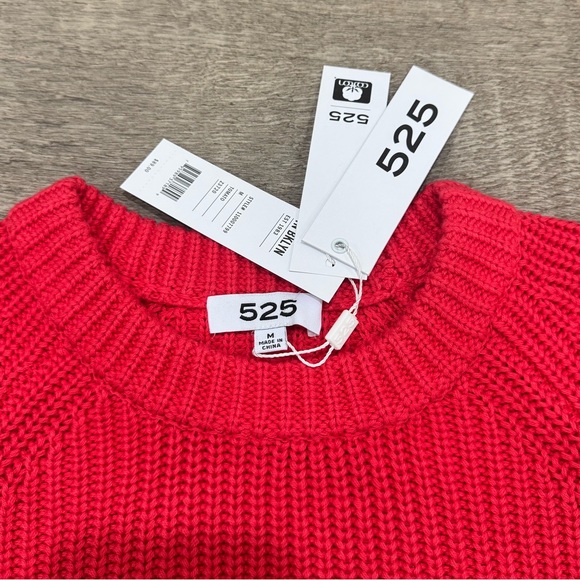525 America Tomato Red Cotton Knit Crewneck Sweater NWT Size M - Picture 5 of 9